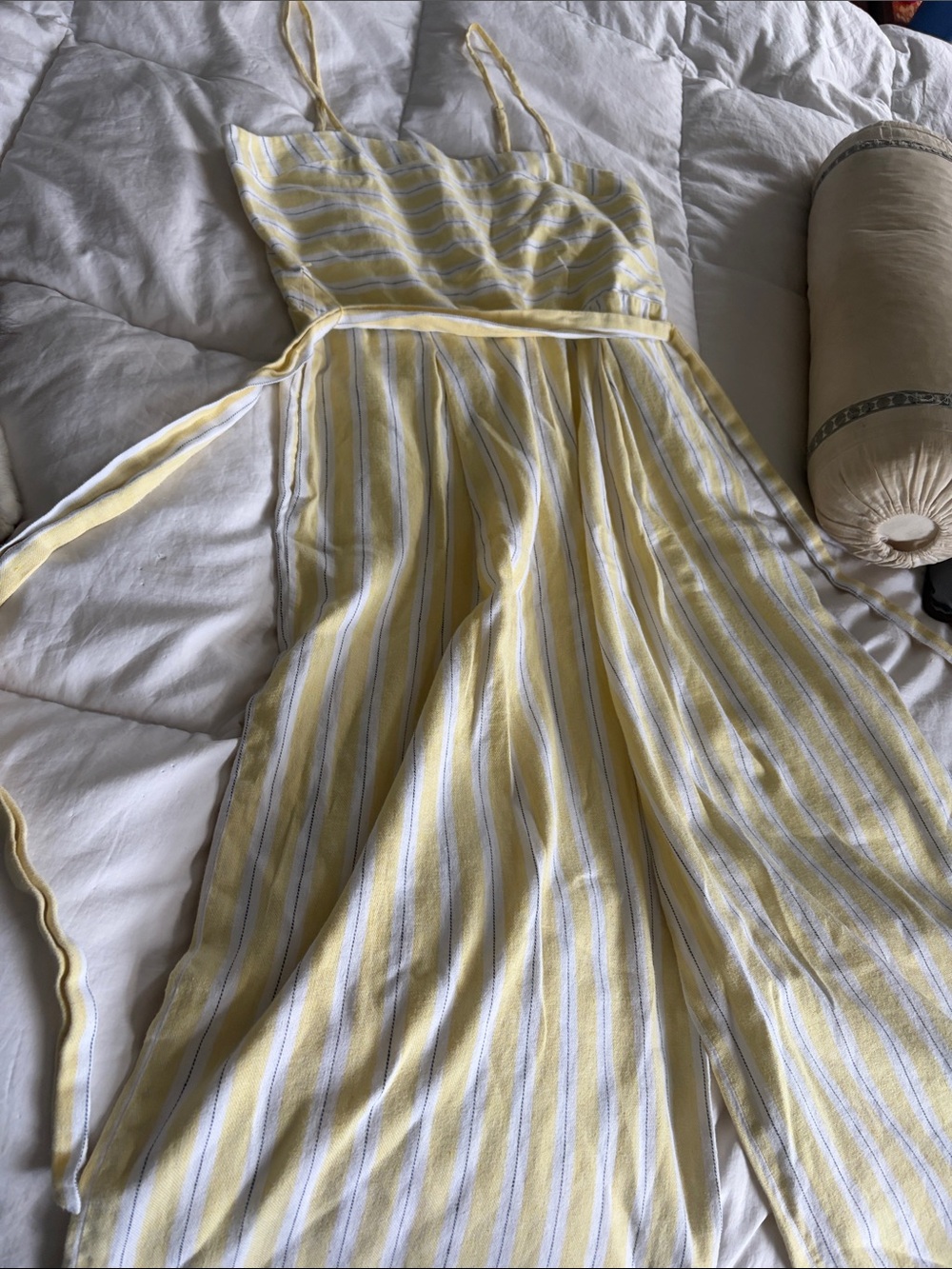 Banana Republic Yellow and White Striped Jumpsuit